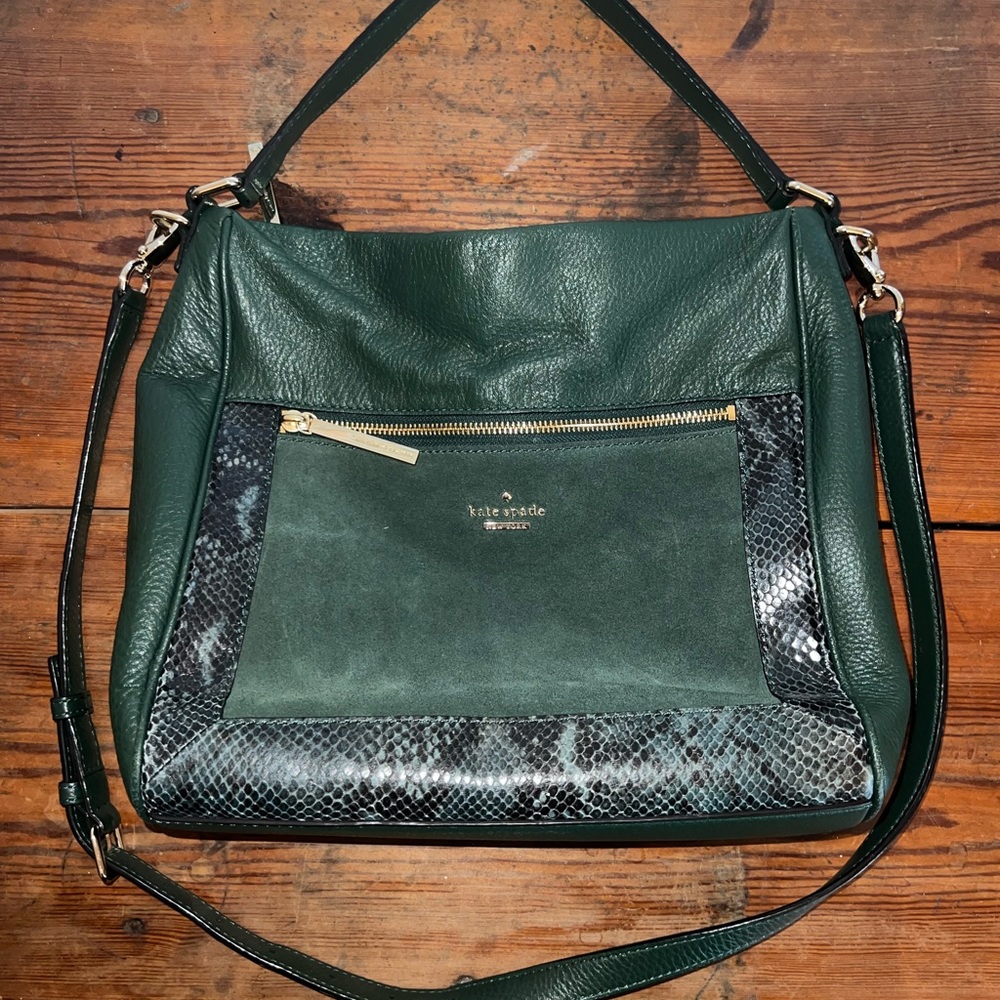 Kate Spade Leather/Suede Dark Green Purse
